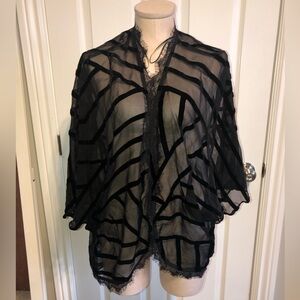 Potter’s Pot Chic Sheer Black Striped Kimono size medium